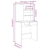 Toeletta con Specchio Bianco 74,5x40x141 cm