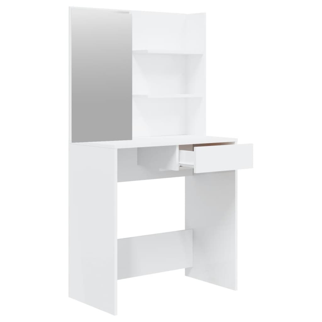 Toeletta con Specchio Bianco lucido 74,5x40x141 cm