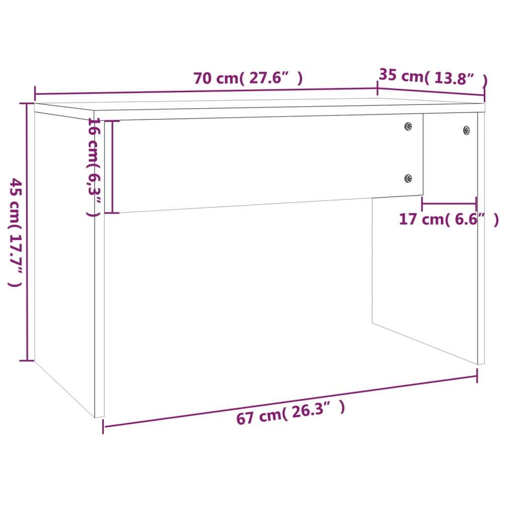 Sgabello da Toeletta Bianco 70x35x45 cm Legno Multistrato