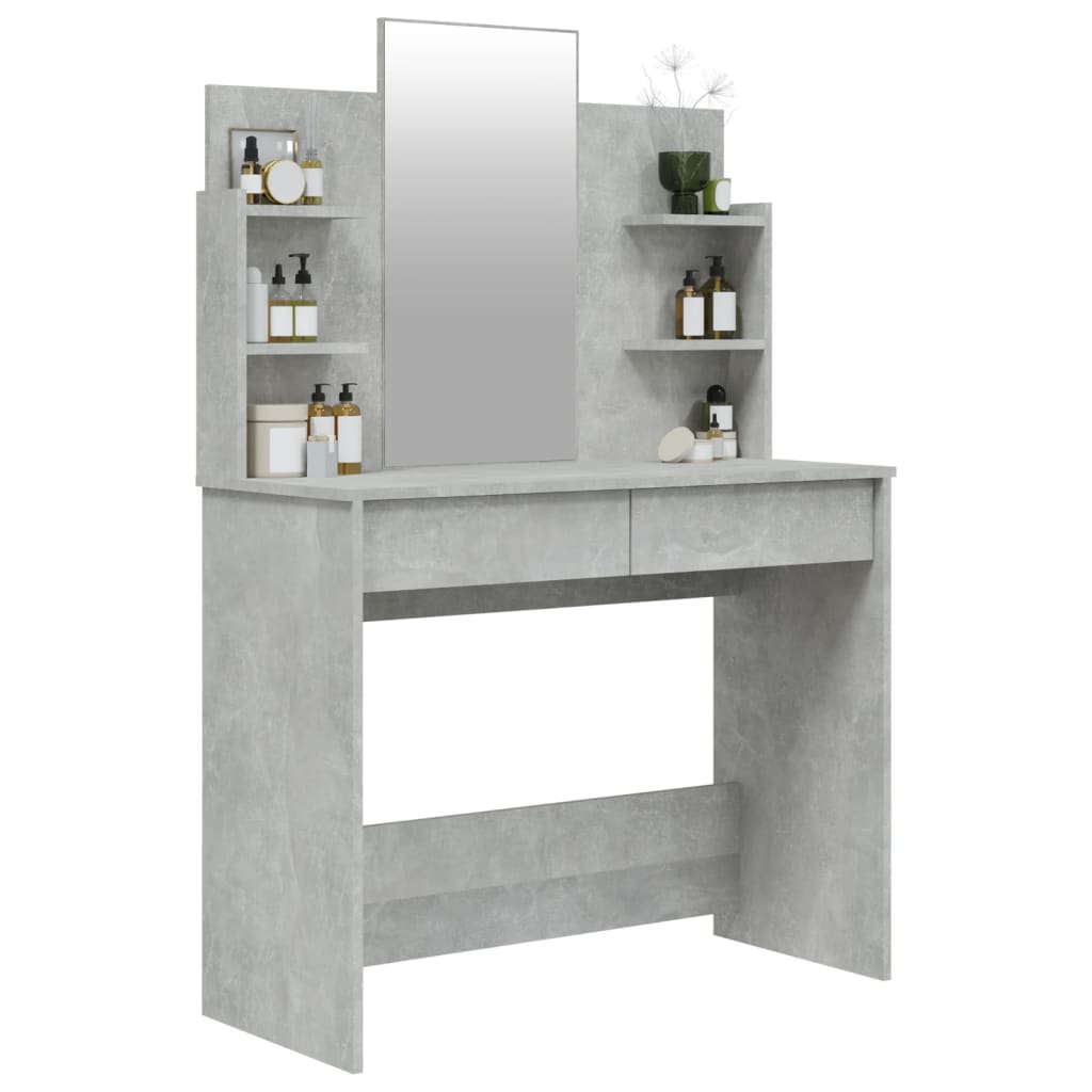 Toeletta con Specchio Grigio Cemento 96x40x142 cm