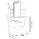 Toeletta con Specchio Grigio Cemento 96x40x142 cm