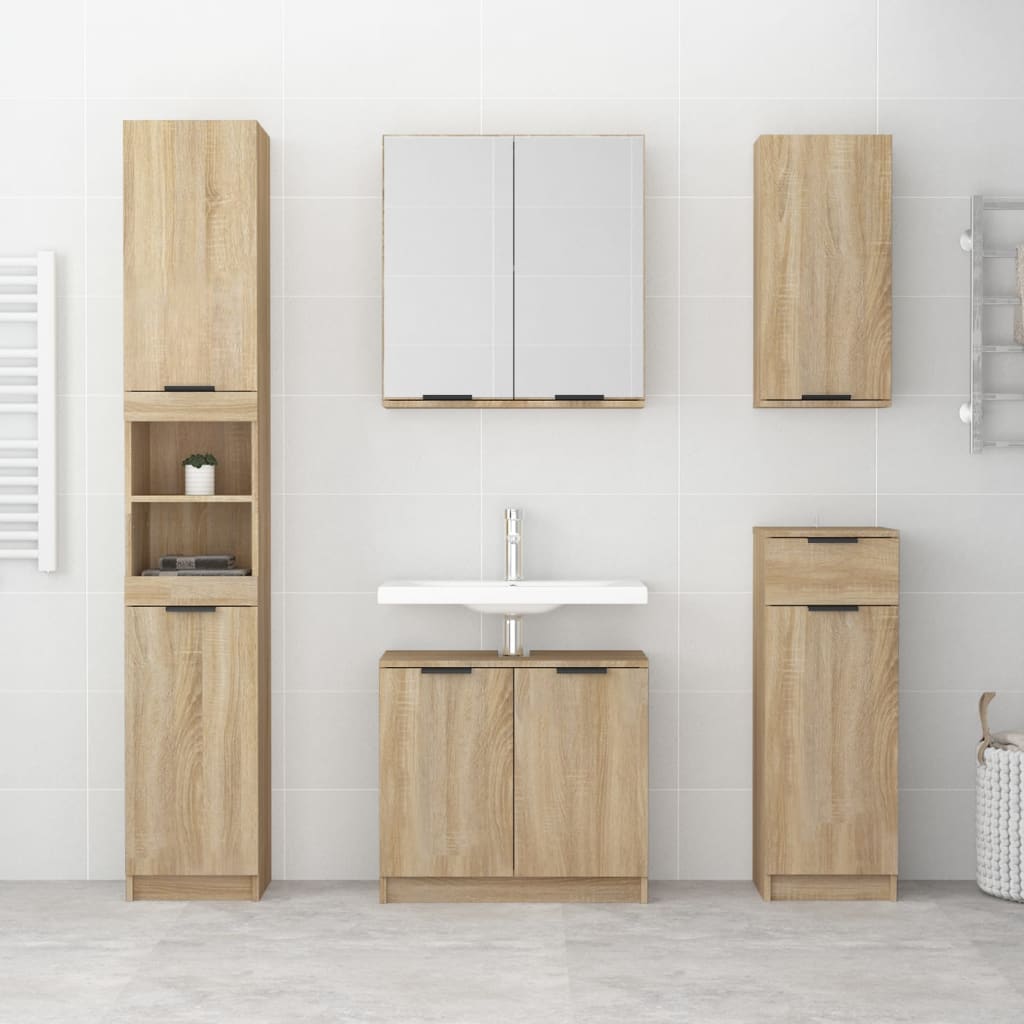 Armadietto a Specchio da Bagno Rovere Sonoma 64x20x67 cm