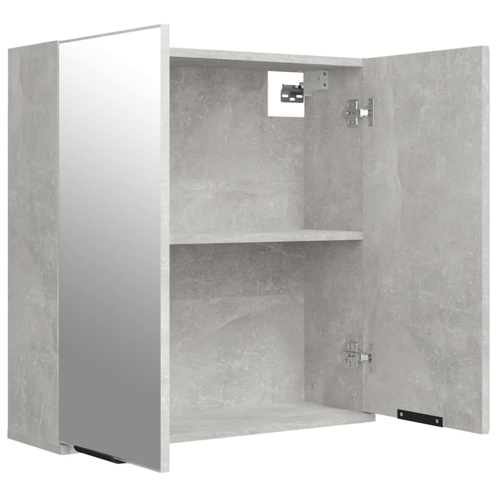 Armadietto a Specchio da Bagno Grigio Cemento 64x20x67 cm