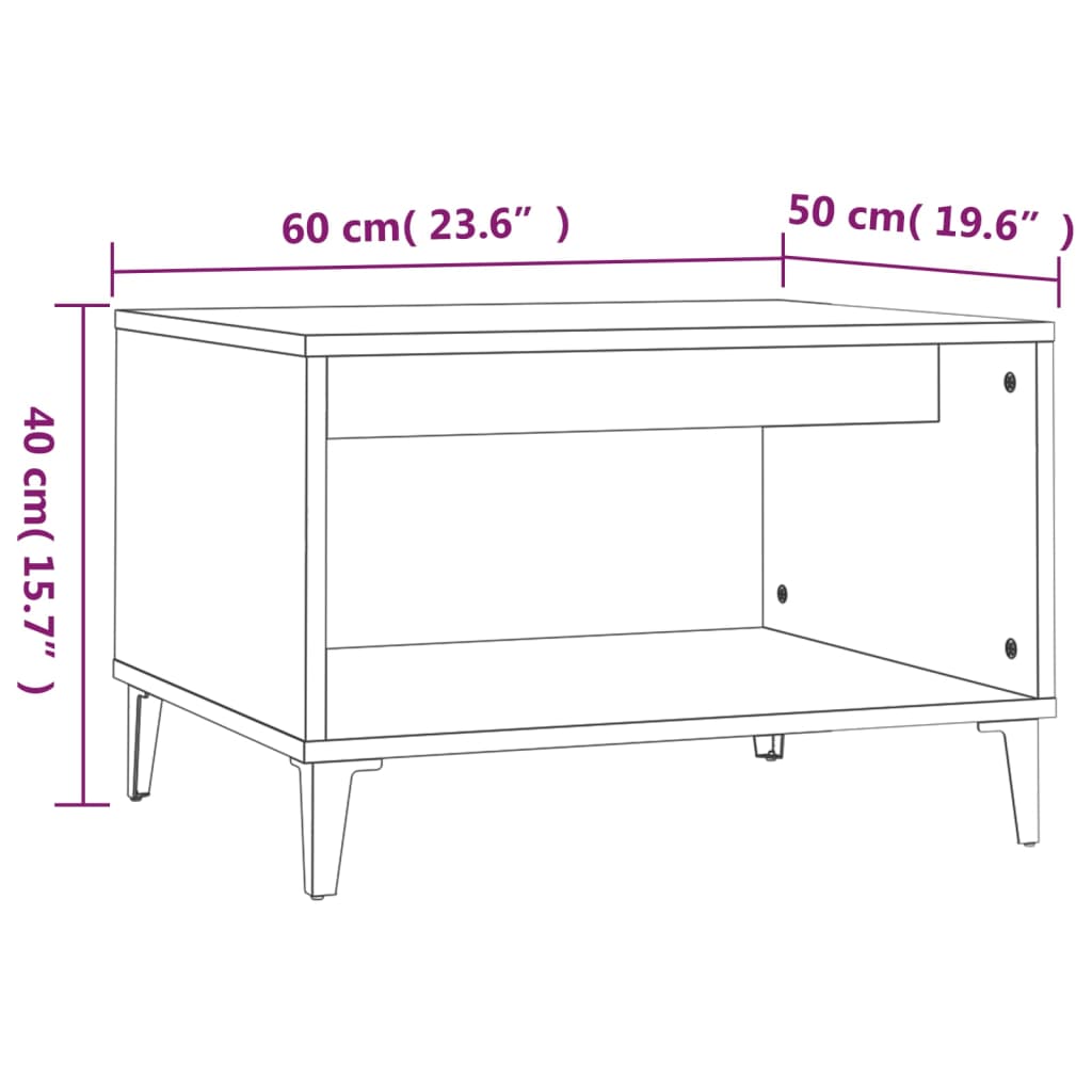 Tavolino da Salotto Bianco 60x50x40 cm in Legno Multistrato