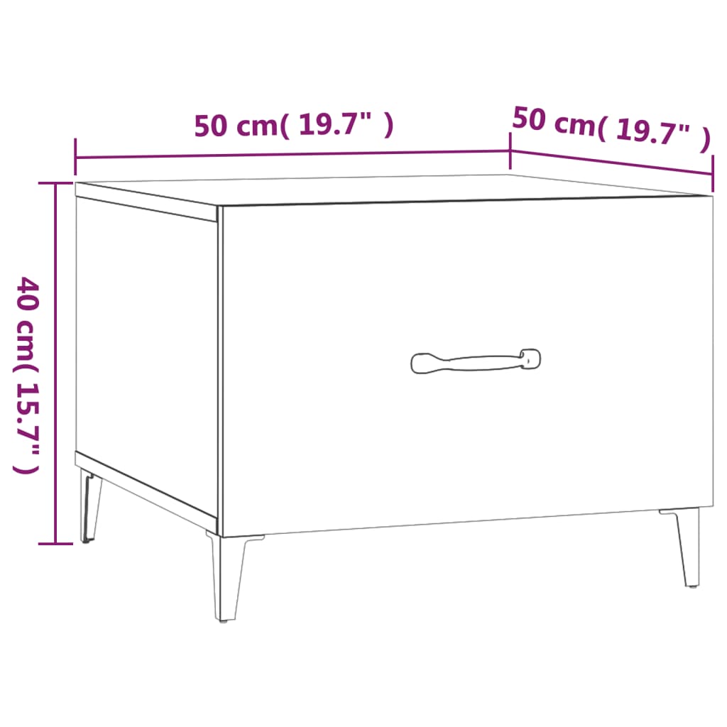 Tavolino da Salotto con Gambe in Metallo Nero 50x50x40 cm