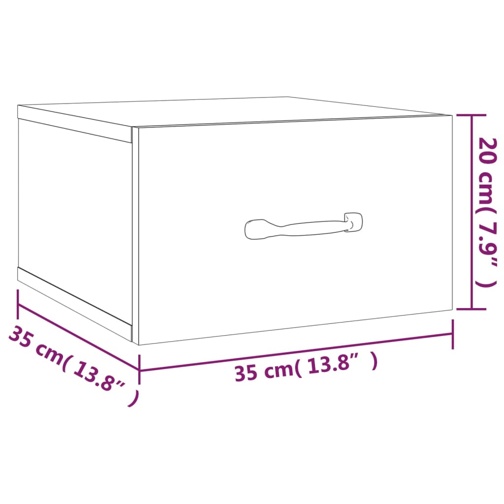 Comodino a Muro Rovere Sonoma 35x35x20 cm