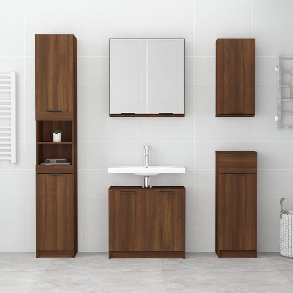 Armadietto a Specchio da Bagno Rovere Marrone 64x20x67 cm