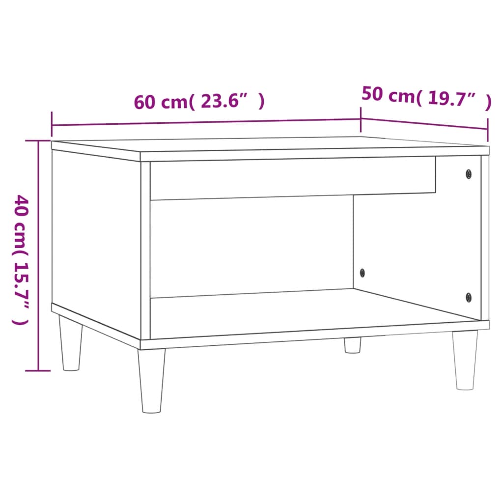 Tavolino da Salotto Rovere Marrone 60x50x40cm Legno Multistrato