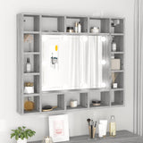 Mobile a Specchio con LED Grigio Sonoma 91x15x76,5 cm