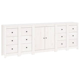 Credenza Bianca 230x35x80 cm in Legno Massello di Pino