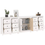 Credenza Bianca 230x35x80 cm in Legno Massello di Pino