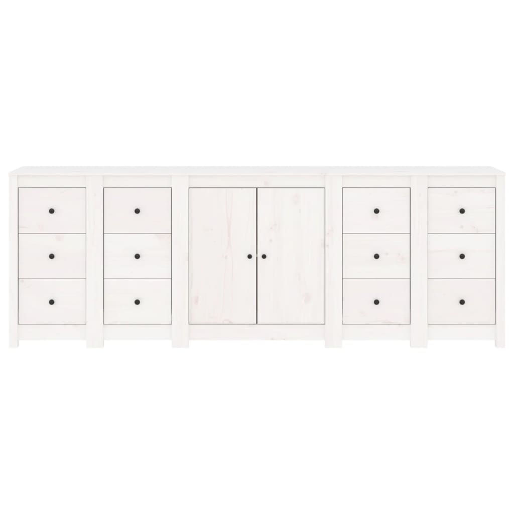Credenza Bianca 230x35x80 cm in Legno Massello di Pino