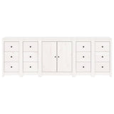 Credenza Bianca 230x35x80 cm in Legno Massello di Pino
