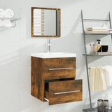 Mobile Bagno con Lavabo Integrato Rovere Fumo Legno Multistrato