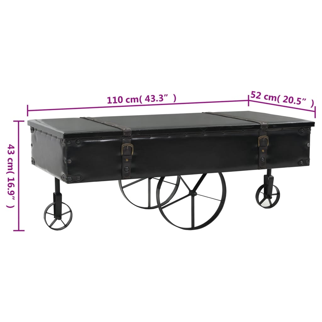 Tavolino Salotto con Ruote Nero 110x52x43 cm Legno Multistrato