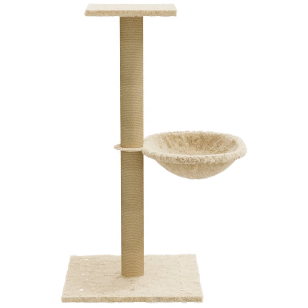 Albero per Gatti con Palo Tiragraffi in Sisal Crema 74 cm