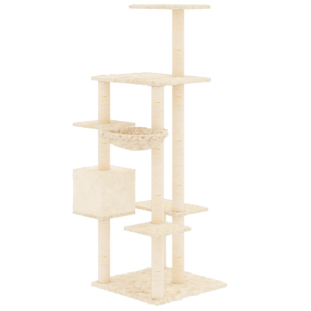 Albero per Gatti con Tiragraffi in Sisal Crema 142 cm