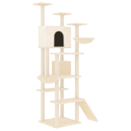 Albero per Gatti con Tiragraffi in Sisal Crema 191 cm