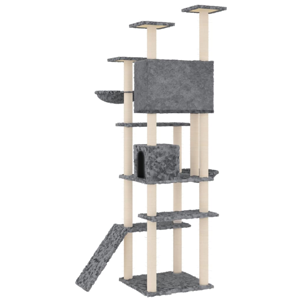 Albero per Gatti con Tiragraffi in Sisal Grigio Scuro 191 cm