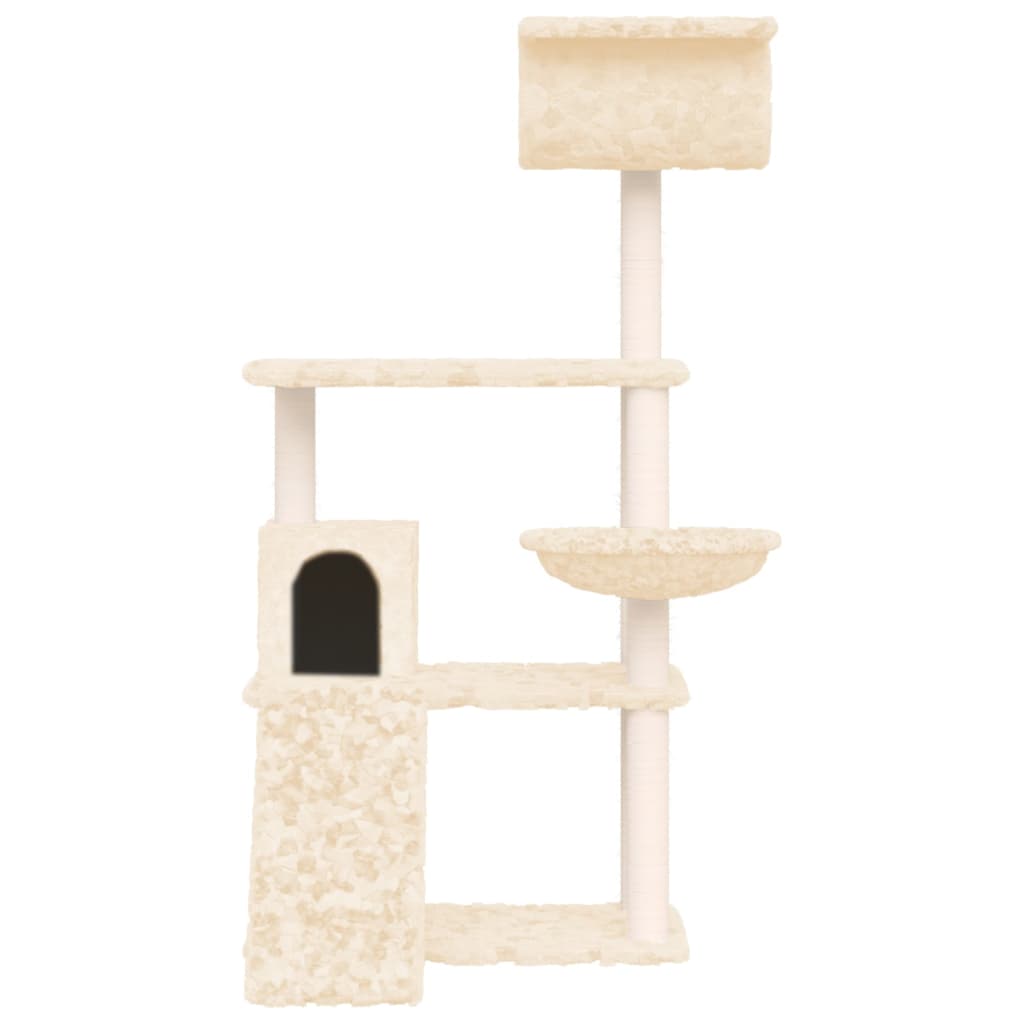 Albero per Gatti con Tiragraffi in Sisal Crema 131 cm