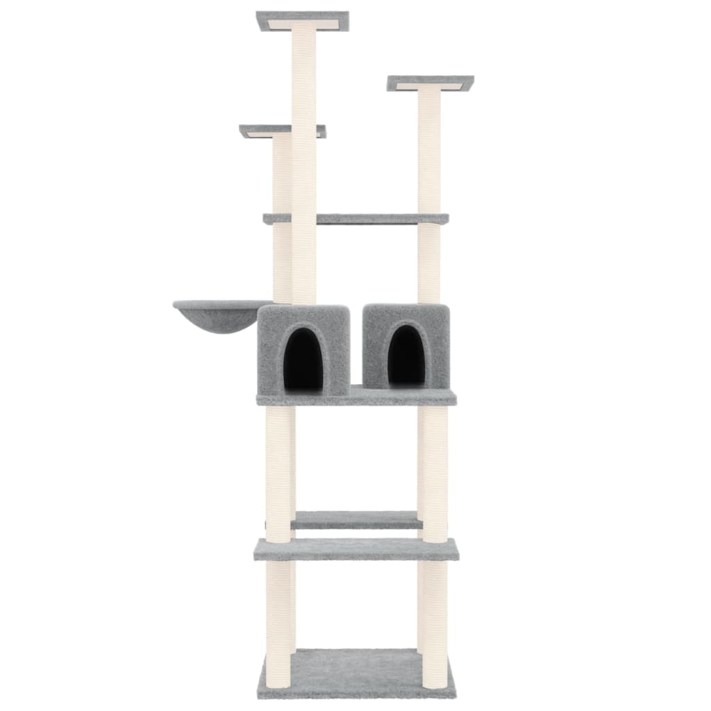 Albero per Gatti con Tiragraffi in Sisal Grigio Chiaro 167 cm