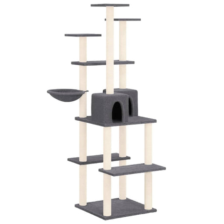 Albero per Gatti con Tiragraffi in Sisal Grigio Scuro 167 cm