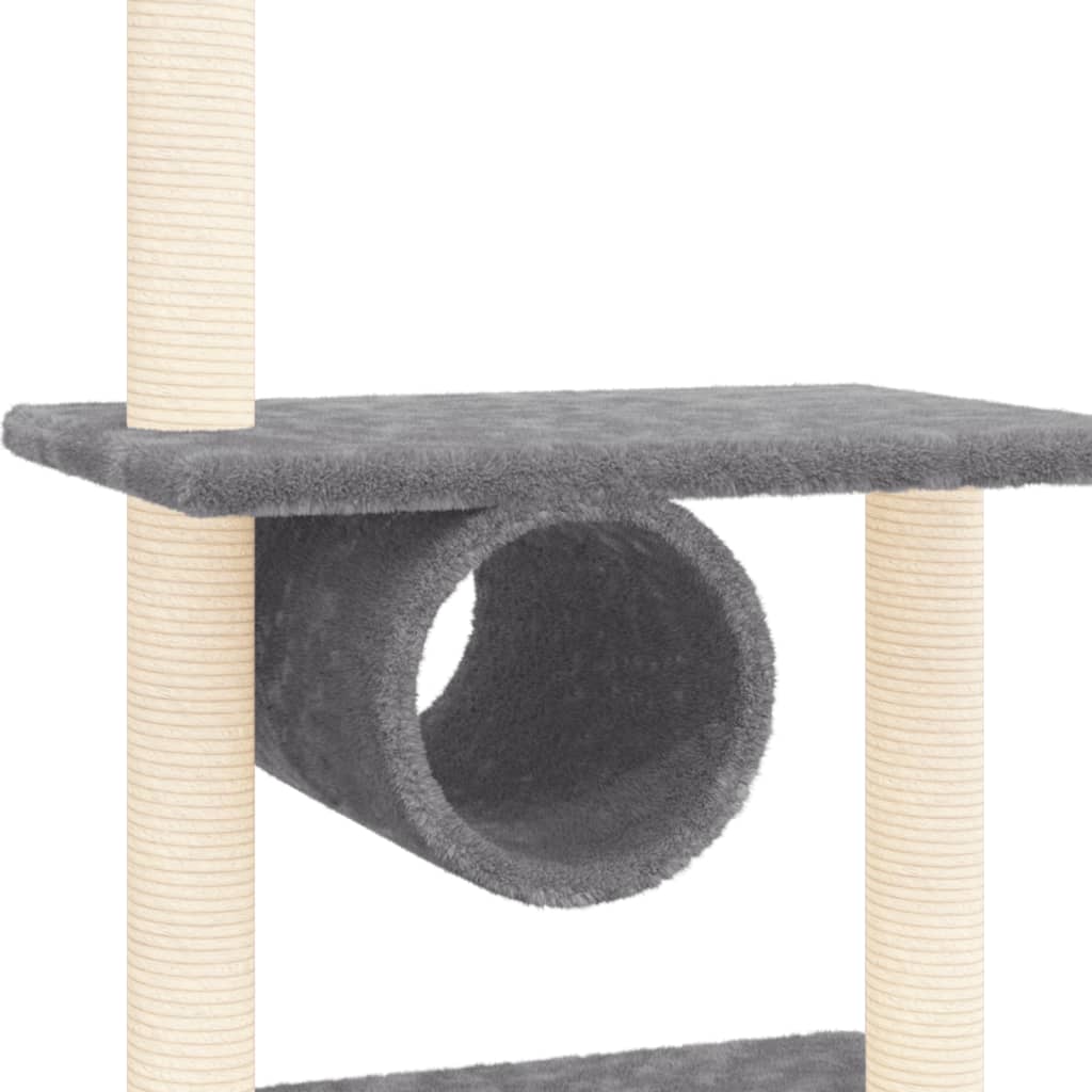 Albero per Gatti con Tiragraffi in Sisal Grigio Scuro 279 cm