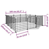 Gabbia per Animali 12 Pannelli con Porta Nero 35x35 cm Acciaio