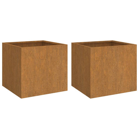 Fioriere 2 pz 32x30x29 cm Acciaio Corten