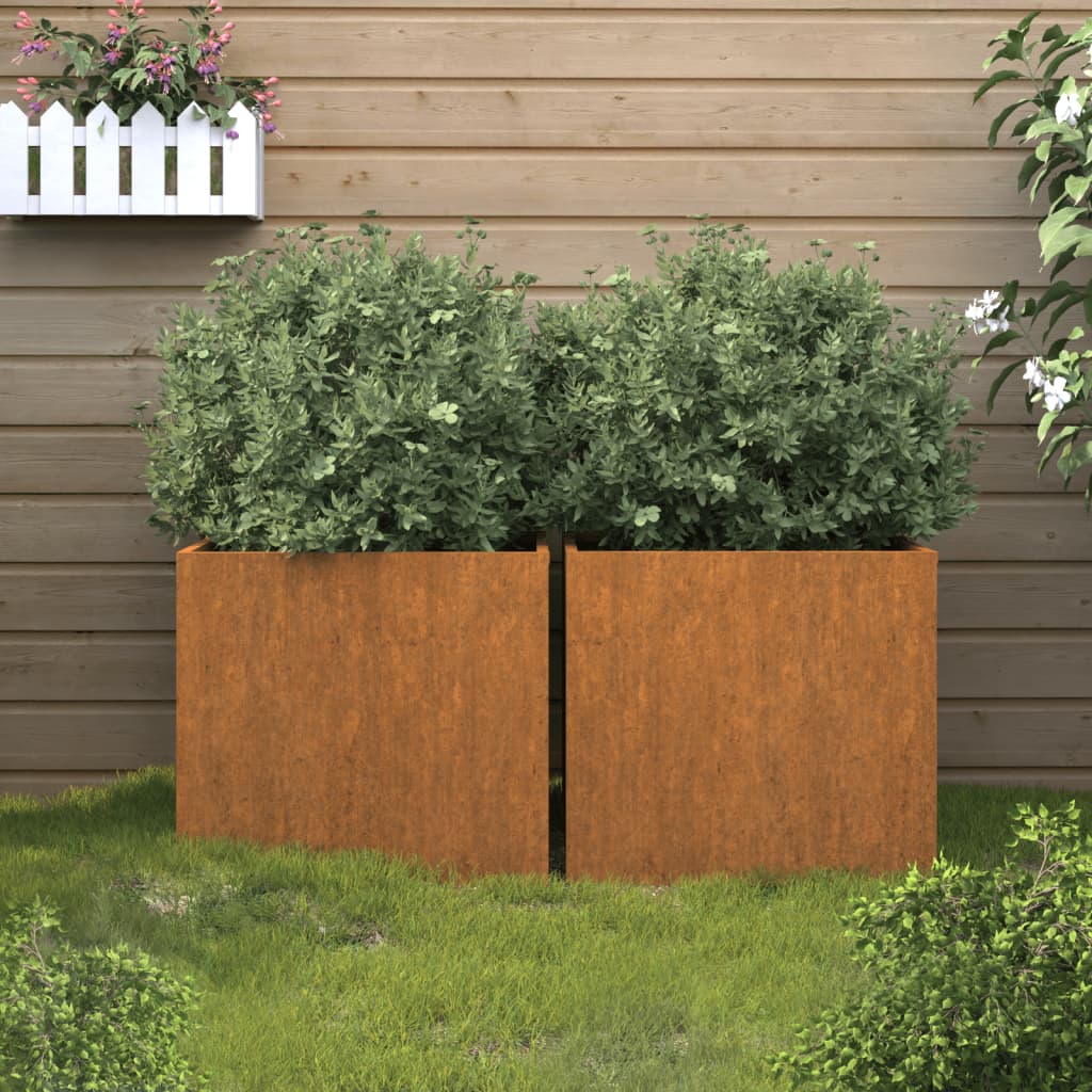 Fioriere 2 pz 32x30x29 cm Acciaio Corten