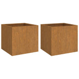 Fioriere 2 pz 49x47x46 cm Acciaio Corten