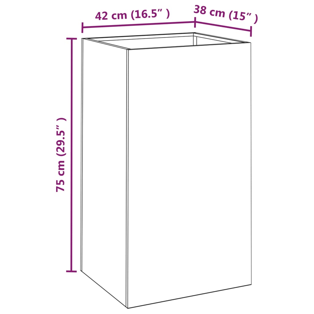 Fioriera 42x38x75 cm Acciaio Corten