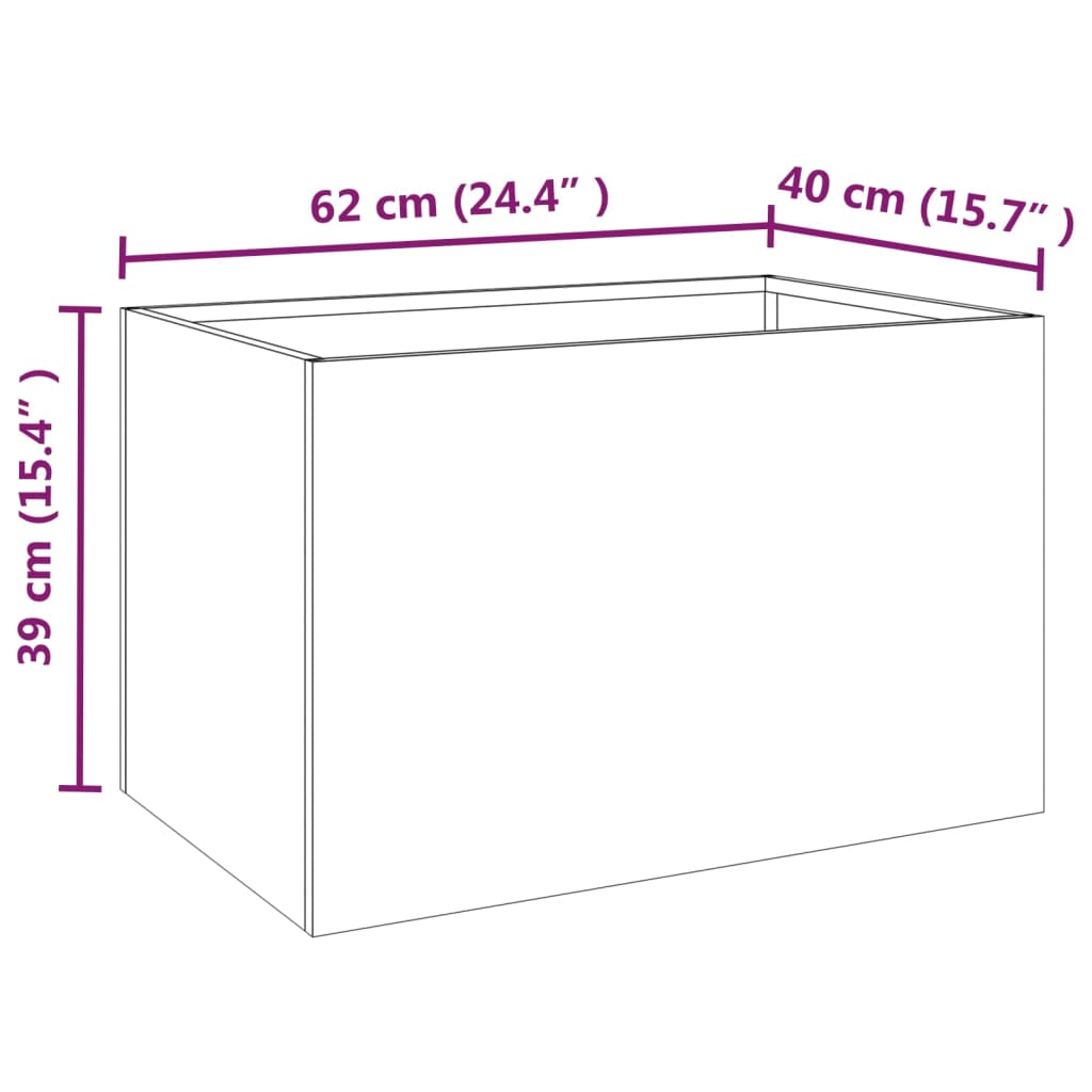 Fioriera 62x40x39 cm Acciaio Corten