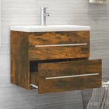 Mobile Bagno con Lavabo Integrato Rovere Fumo Legno Multistrato