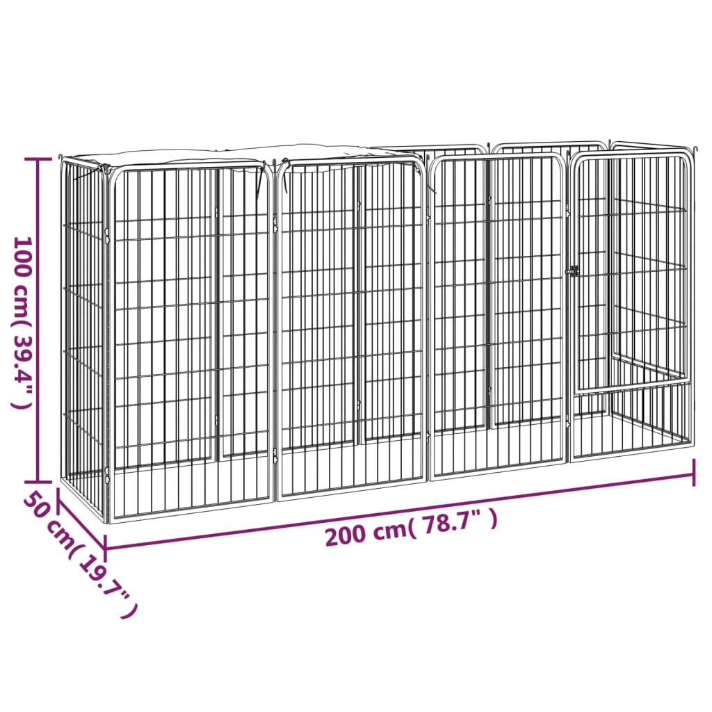 Box Cani 10 Pannelli Nero 50x100 cm Acciaio Verniciato Polvere