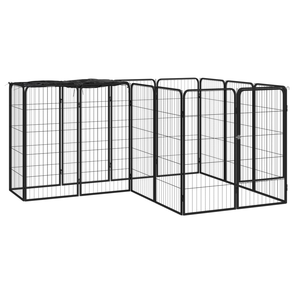 Box Cani 14 Pannelli Nero 50x100 cm Acciaio Verniciato Polvere