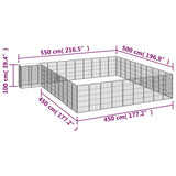 Box Cani 42 Pannelli Nero 50x100 cm Acciaio Verniciato Polvere