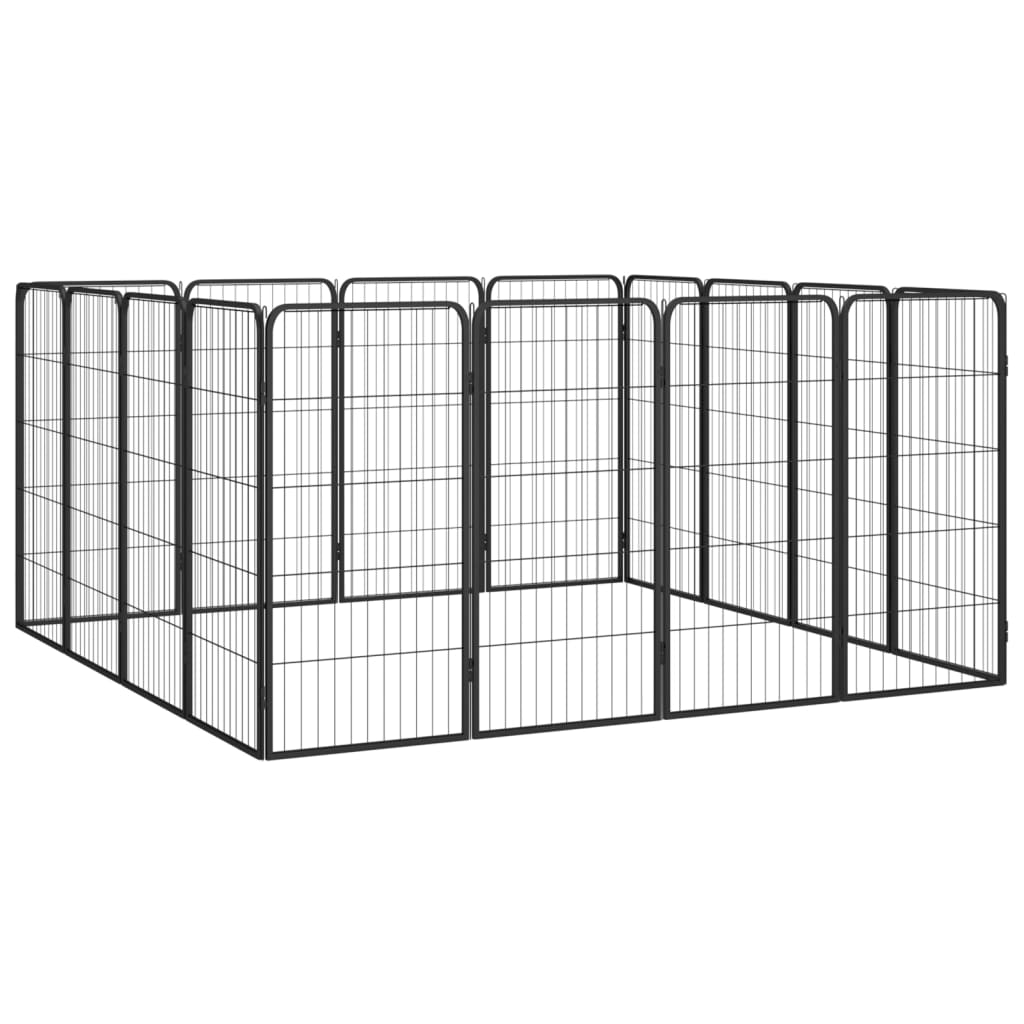 Box Cani 16 Pannelli Nero 50x100 cm Acciaio Verniciato Polvere