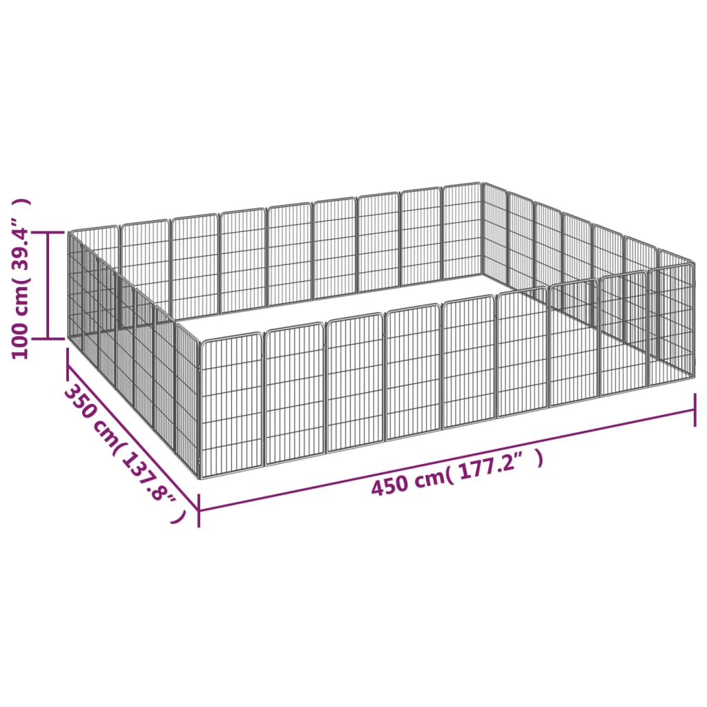 Box Cani 32 Pannelli Nero 50x100 cm Acciaio Verniciato Polvere