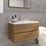 Mobile Bagno Lavabo Integrato Rovere Marrone Legno Multistrato