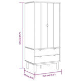 Armadio OTTA 76,5x53x172 cm in Legno Massello di Pino