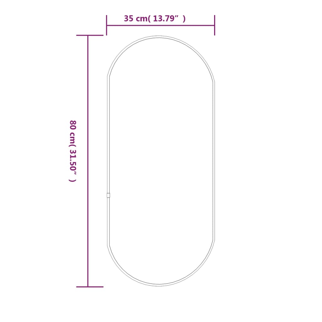 Specchio da Parete Argento 80x35 cm Ovale