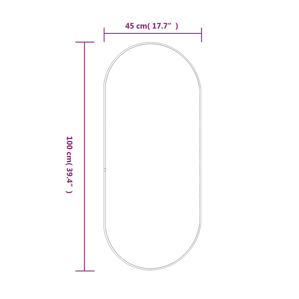 Specchio da Parete Dorato 100x45 cm Ovale