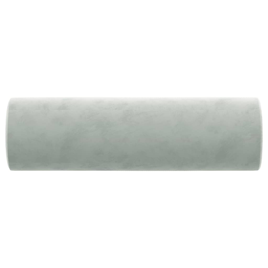 Cuscini Decorativi 2 pz Grigio Chiaro Ø15x50 cm in Velluto