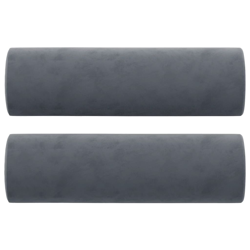 Cuscini Decorativi 2 pz Grigio Scuro Ø15x50 cm in Velluto