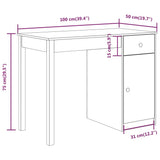 Scrivania 100x50x75 cm in Legno Massello di Pino