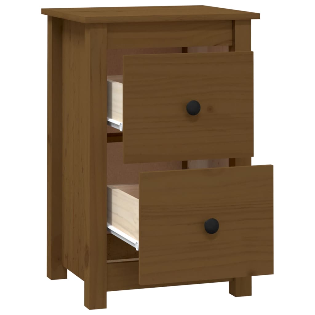 Comodino Miele 40x35x61,5 cm in Legno Massello di Pino