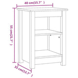 Comodino Grigio 40x35x55 cm in Legno Massello di Pino