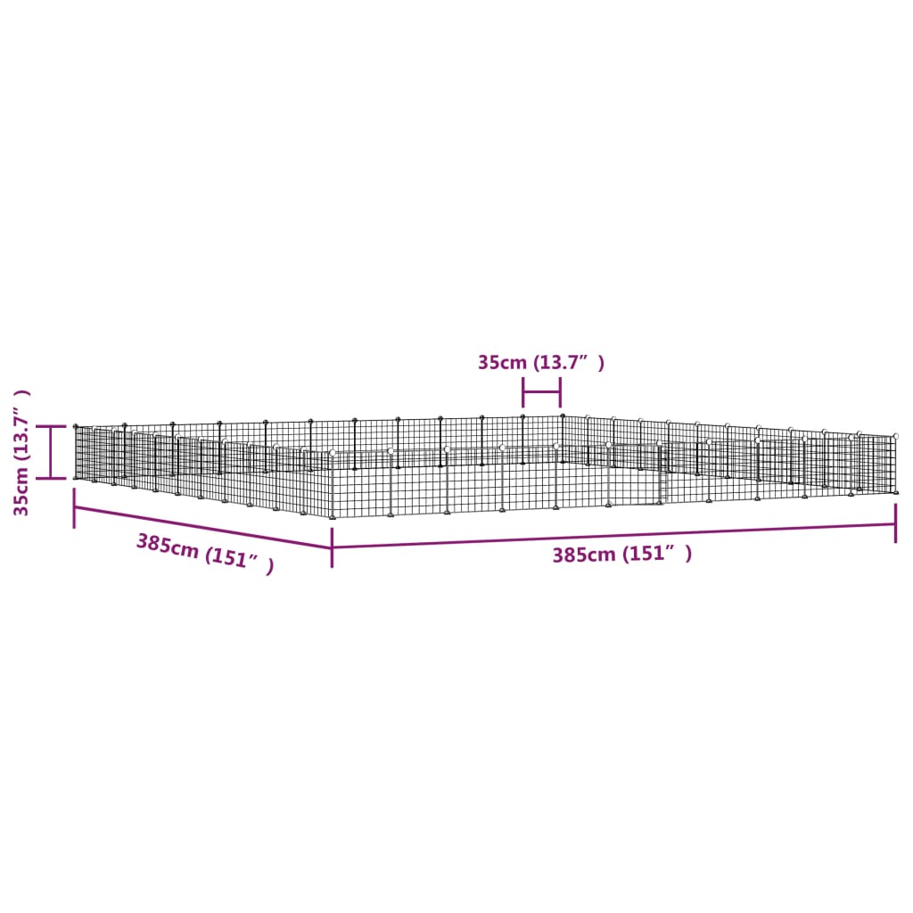 Gabbia per Animali 44 Pannelli con Porta Nera 35x35 cm Acciaio
