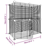 Gabbia per Animali 12 Pannelli con Porta Nero 35x35 cm Acciaio